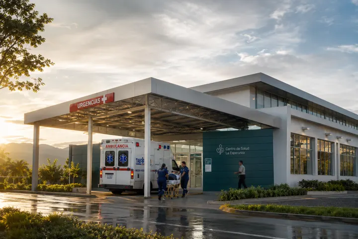 Imagen de referencia: acceso de urgencias cubierto para ambulancia