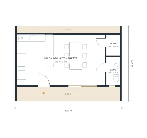 Planta arquitectónica del kit Fogón de 37 m²