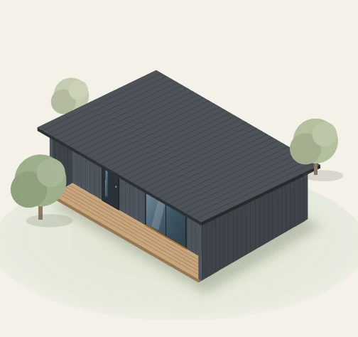 Render del kit de vivienda Fogón de 37 m² en Steel Framing